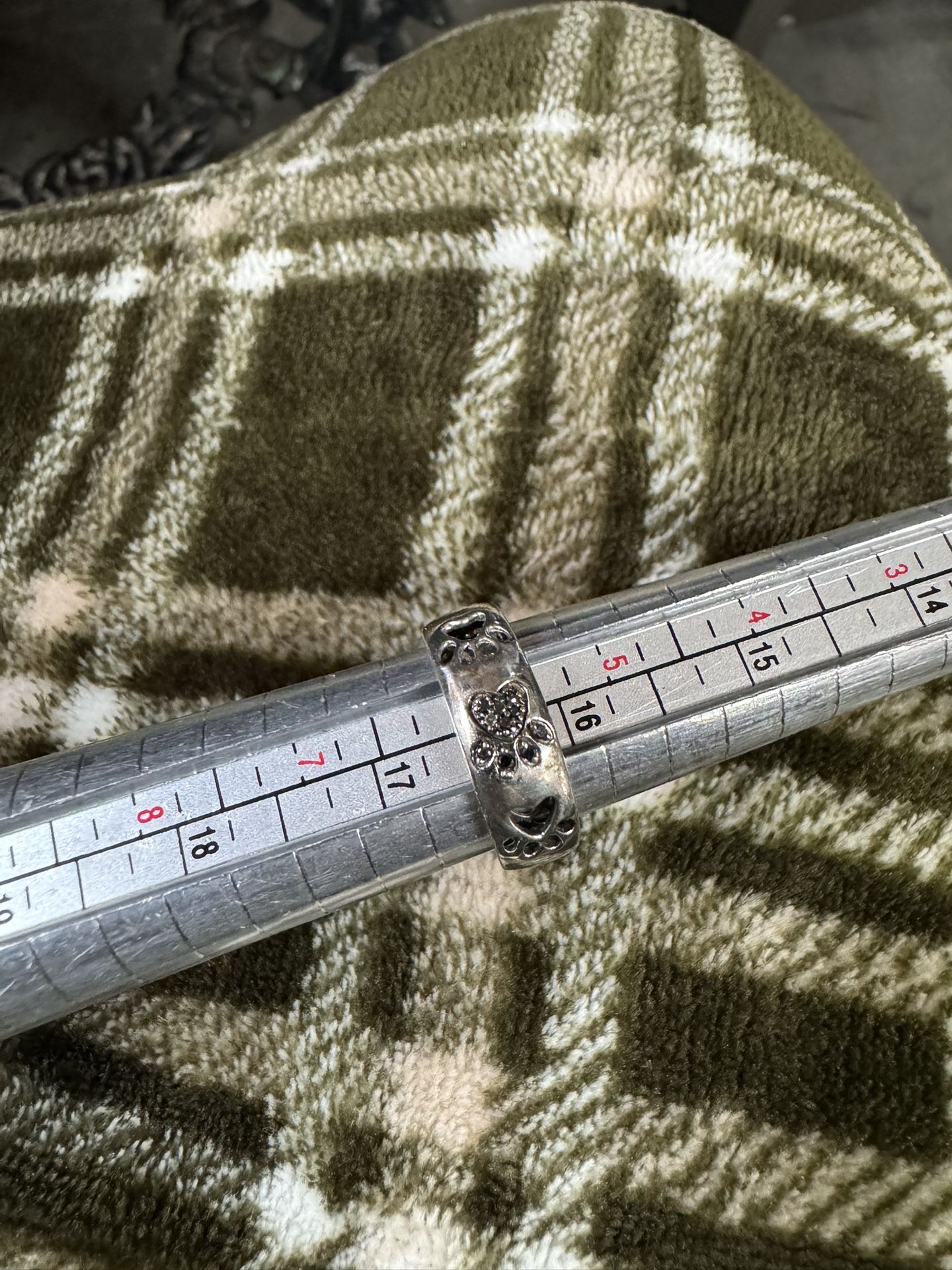 Sterling Silver Black Diamond Paw Print Ring