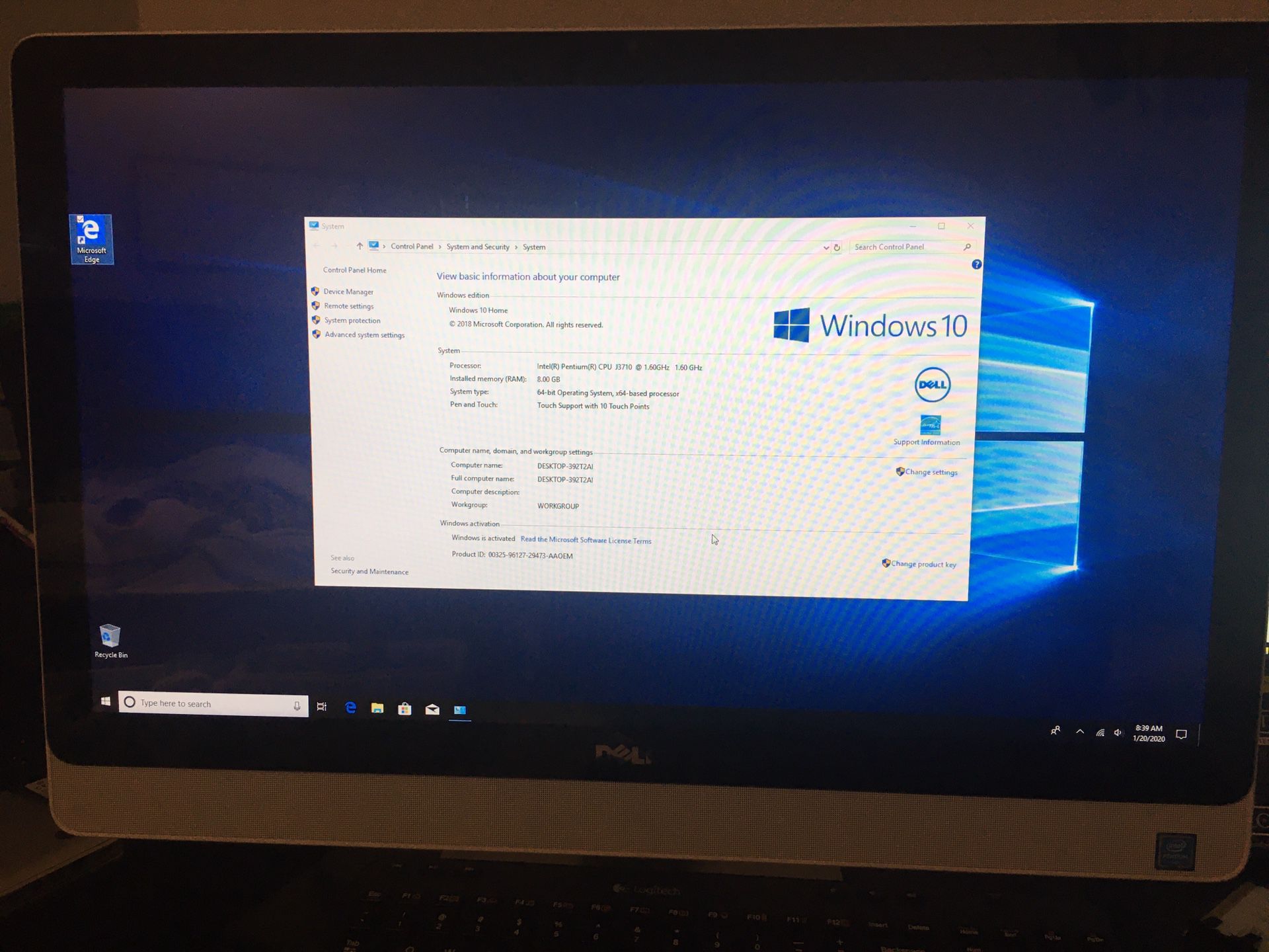 Dell All in One Desktop- 24” screen