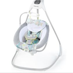 Ingenuity SimpleComfort Lightweight Compact 6-Speed Multi-Direction Baby Swing, Vibrations & Nature Sounds, 0-9 Months 6-20 lbs (Everston)