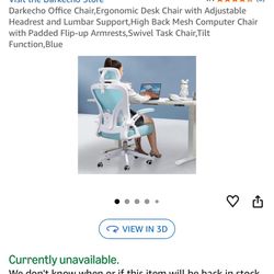 Darkecho Office Chair,Ergonomic Desk Chair with Adjustable Headrest and Lumbar Support,High Back Mesh Computer Chair with Padded Flip-up Armrests, Swi