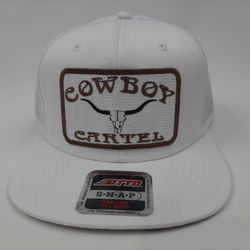 Cowboy Cartel Flat Bill Snapback Mesh Trucker Hat Cap White 