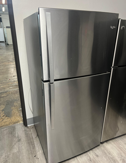 Whirlpool Top Freezer Fridge – Stainless, Glass Shelves