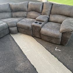 Smoke Grey Recliner Couch 