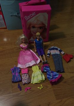 Barbie case with Barbie and Ken and extras