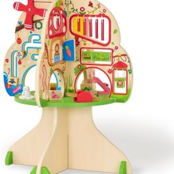 New Wooden Tree Activity Center, Sensory Table & Busy Board for Toddlers 1-3, 4-Season Learning Activity Cube for Playroom & Daycare