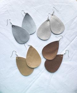 New statement faux leather silver gold copper earrings