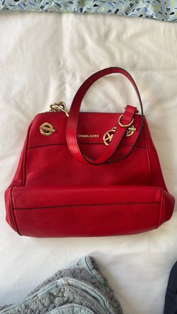 Michael Kors Red Leather Shoulder Bag with Gold Chain Strap