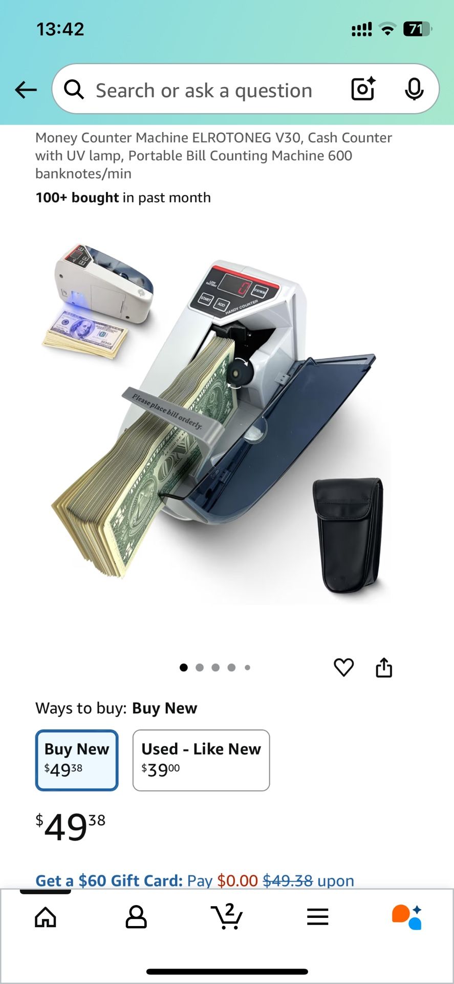 Money Counter Machine ELROTONEG V30, Cash Counter with UV lamp, Portable Bill Counting Machine 600 banknotes/min