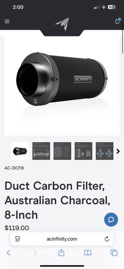 Duct Carbon Filter Australian Charcoal, 8inch