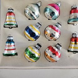 Vintage Boxed Poloron SHINY BRITE Glass Christmas Ornaments 10