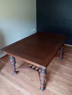 Antique Wooden Jacobean Revival Table With Chairs