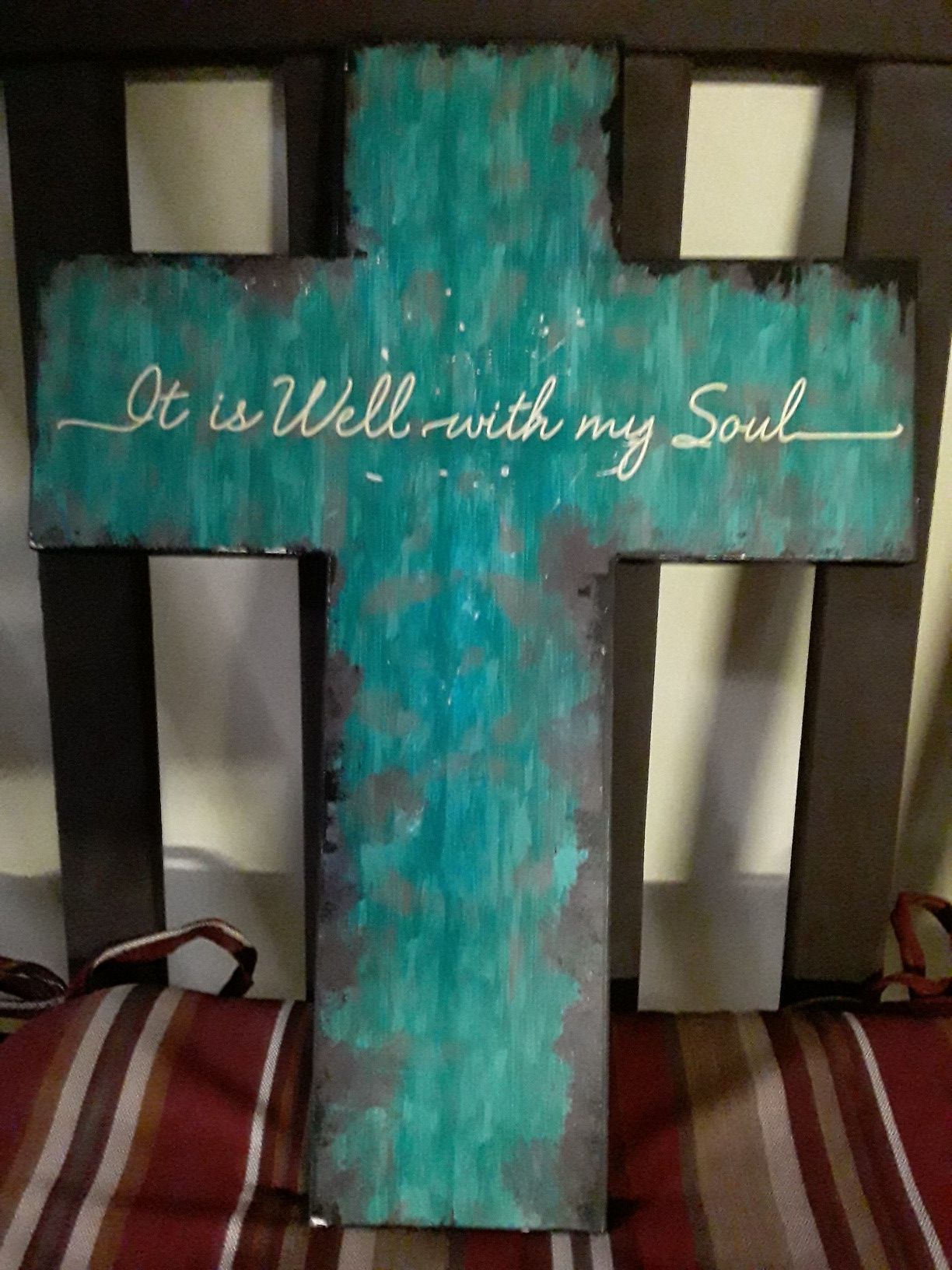 Cross wooden plaque It Is Well with My Soul