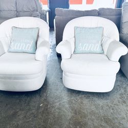 2 Stunning Robb & Stucky Coastal Swivel/Glider Club Chairs 
