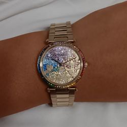Olivia Burton Kaleido Bloom Rainbow Crystal Dial / Gold-Tone Stainless Steel Bracelet