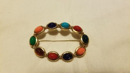 Vintage multi-colored Stone Brooch