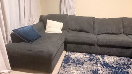 Large Dark Gray Fabric Sectional Sofa