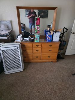 Dresser, a mirror and night  stand all wood