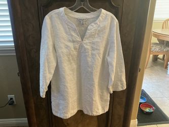 Tommy Bahama white linen tunic blouse