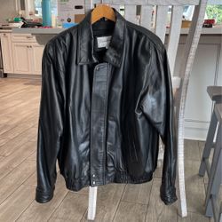 Black leather Bomber Jacket 