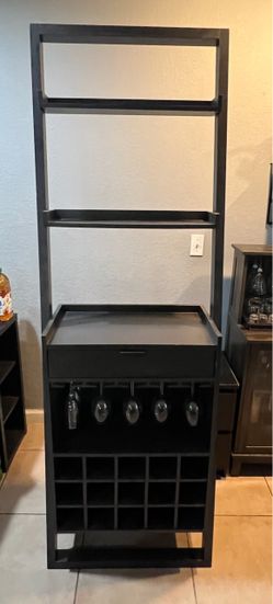 Dark gray Wood Wine Rack Cabinet with Drawer