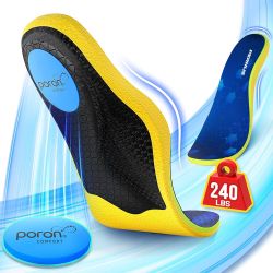 240+lbs Plantar Fasciitis Relief Insoles Men PORON Shoe Inserts for Women Comfort Heavy Duty High Arch Support Inserts for Pain Relief Absorb Shock, W