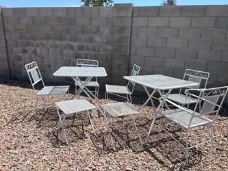 Vintage 9-piece Wrought Iron Patio Set