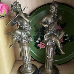 $300-For Both Gorgeous Vintage Heavy Brass And Marble Cherubs / $1,800 Online 