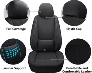 New Full Coverage Leather Car Seat Covers,Waterproof Seat Covers for Cars,SUVs Pick-up Truck, Car Seat Cushion,Car Seat Protector,Front Seat Cover,Bla