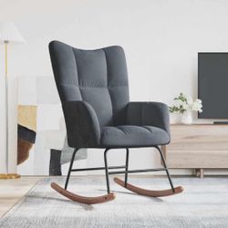 rocking chair with high back, nursery rocking chair, reading chair, modern rocking chair, dark gray Beand New 