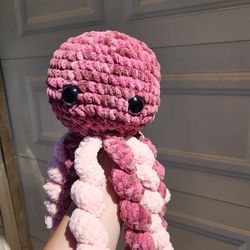Handmade crocheted pink octopus