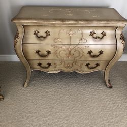 Drexel Heritage Two Large Arm Chairs And Solid Wood Storage Console