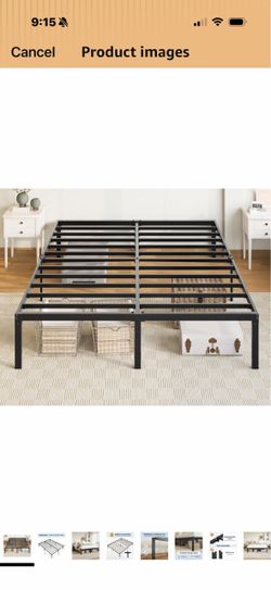 Queen Size Metal Bed Frame with Storage Space