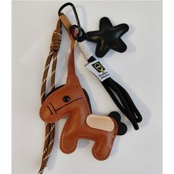 4 PCS PU Leather Horse Star Keychain Bag Charm Accessory