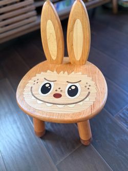 Handmade Labubu solid wood kid chair