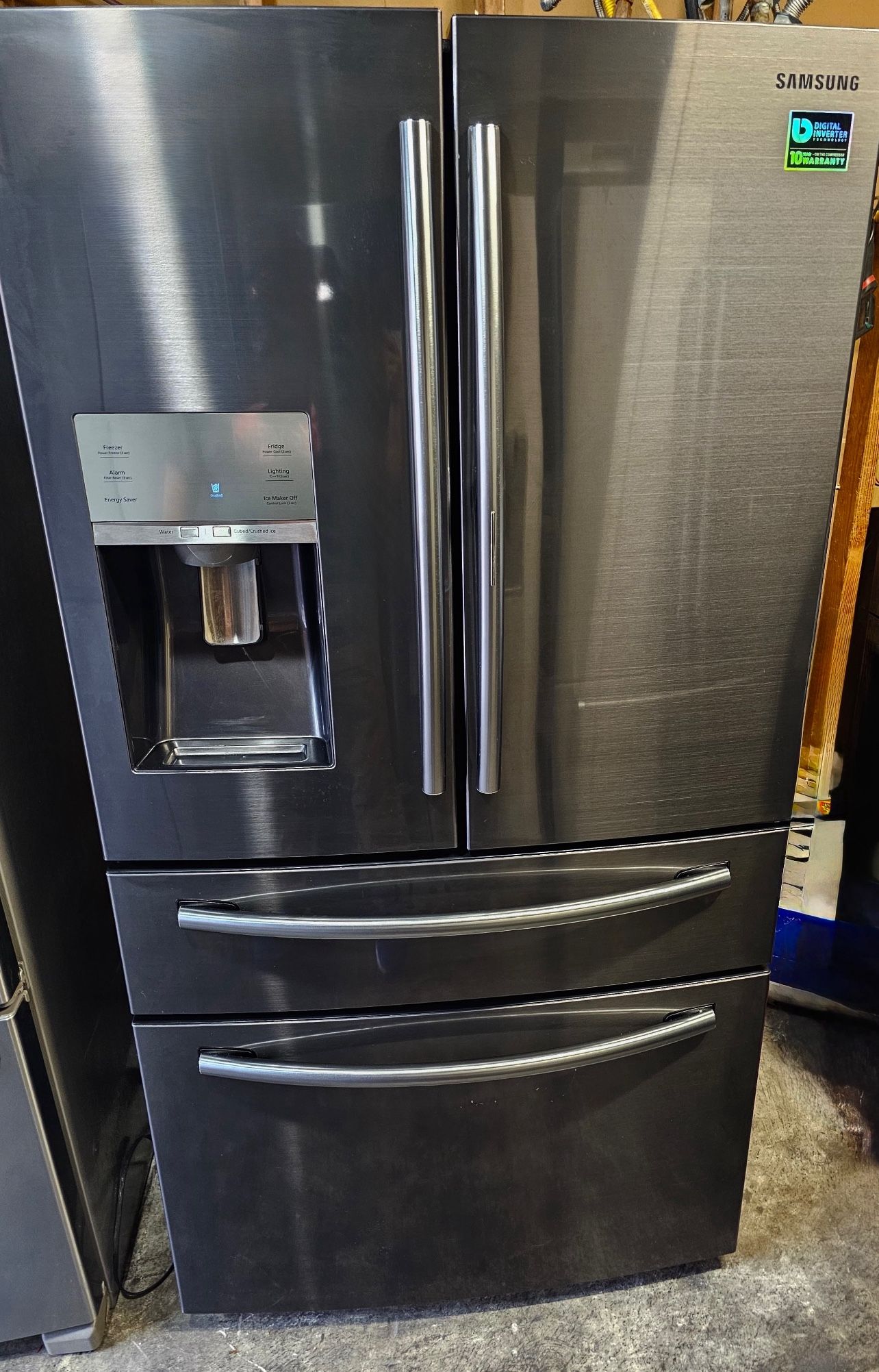 Black stainless Steel Refrigerator Like New Samsung