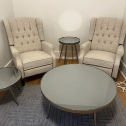 Two Recliners And Glass Table Set 