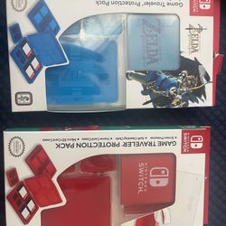 Two Nintendo Switch Game Traveler Protection Packs screen protector, 2 cases , cloth  zelda