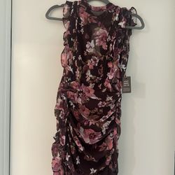 Express XS Dress Floral Ruched 