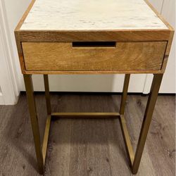 Modern Marble-Top Side Table with Gold Legs