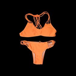 Neon Orange 2-piece Bikini Swimsuit Set 