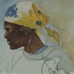 Watercolor Of Woman In Turban 