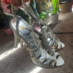 Silver glittery high heels 