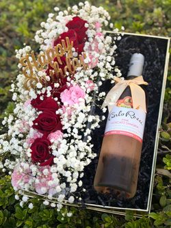 Birthday Flower and Wine Gift Box