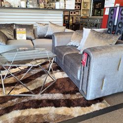 Impreza Silver Galaxy Sofa And Love Seat 