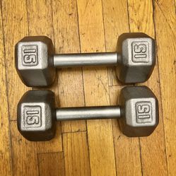 Hex Metal Dumbbells Weights..Total 30 Pounds
