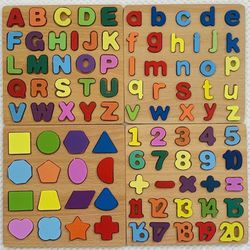 4 Pcs Montessori Wood Puzzle for Toddlers, Preschool Kids Age
