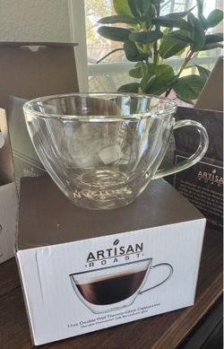 NEW. ARTISAN ROAST 11oz Double Wall Thermo-Glass Cappuccino Cups 4 boxes