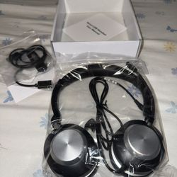 USB Headset with Mic for PC Laptop,USB-C Wired On Ear Computer Headphones with Noise Cancelling Microphone,in-line Control for Office Work,Call Center