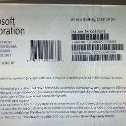 Window 10 Home 64 Bit DVD & Product Key