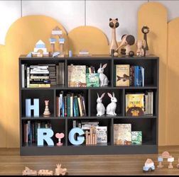 Cozy Castle Wood Bookshelf, 3-Tier Open Shelf Bookcase, 10 Cube Storage Organizer with Anti-Tilt Dev